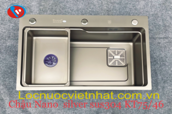 Chậu rửa bát 1 hố 7546 nano xám Kagol