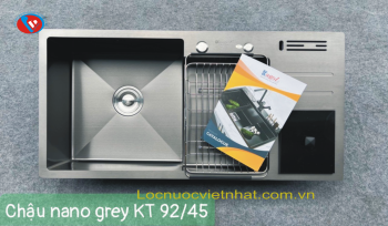 Chậu 2 Hố 9245 nano xám Kagol có cài dao hố rác