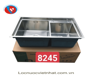 Chậu 2 Hố Lệch 8245 hình thang HAND MADE KOREA