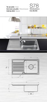 Chậu 1 Hố 1 Bàn S78 Sơn Hà